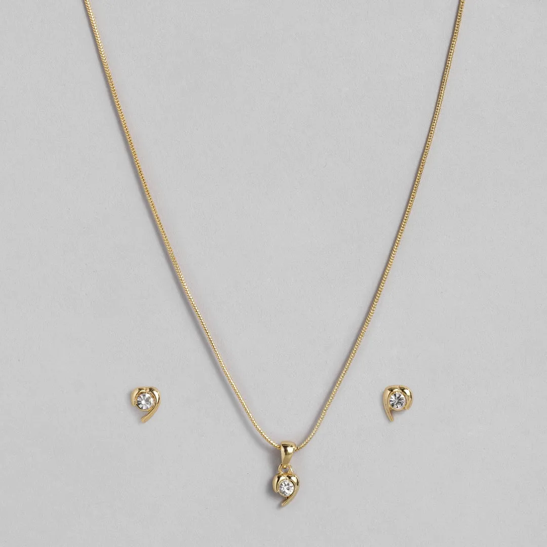 Estele - 24 KT Gold plated Pendant Set with American Diamonds for Women