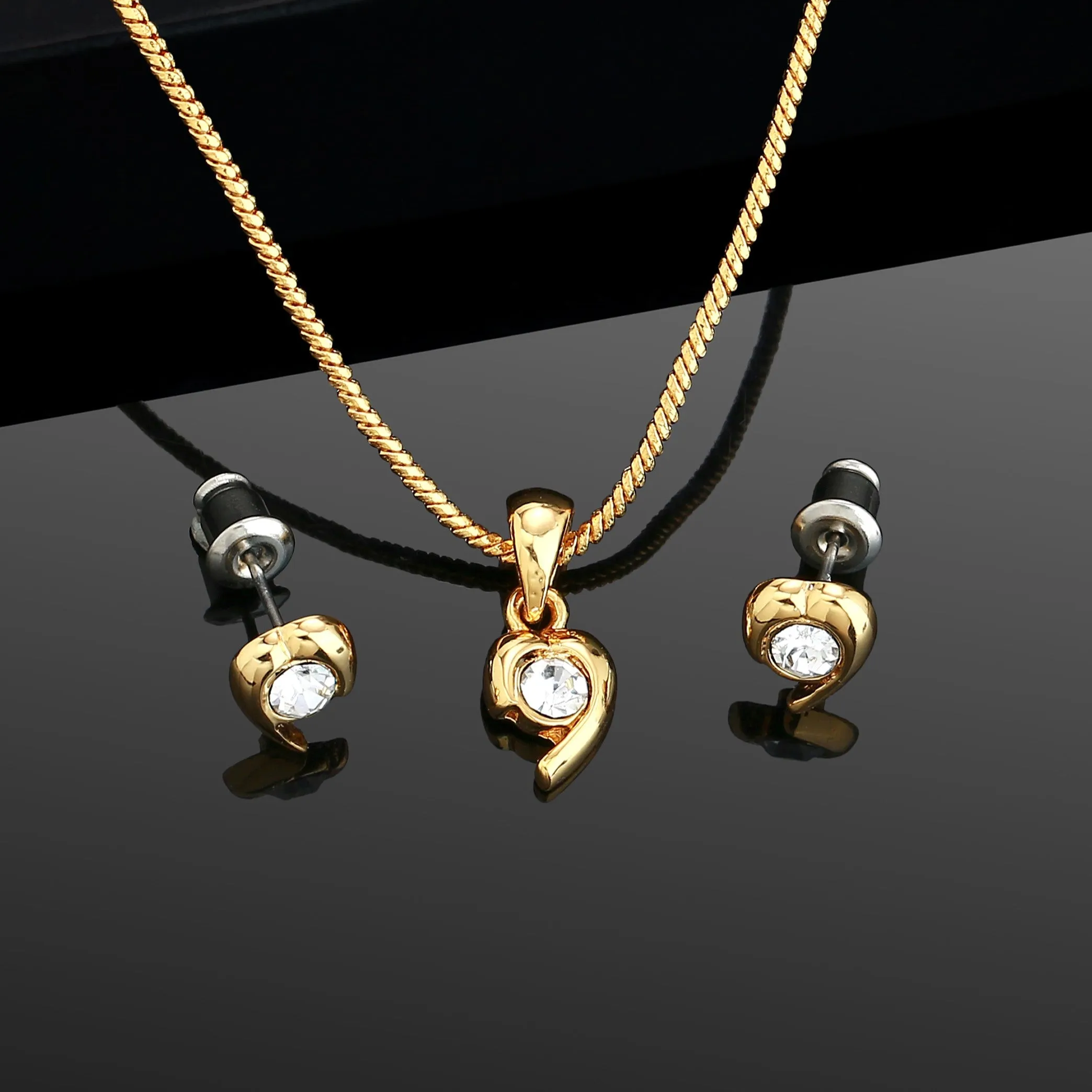 Estele - 24 KT Gold plated Pendant Set with American Diamonds for Women