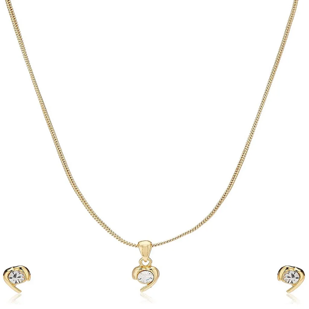 Estele - 24 KT Gold plated Pendant Set with American Diamonds for Women