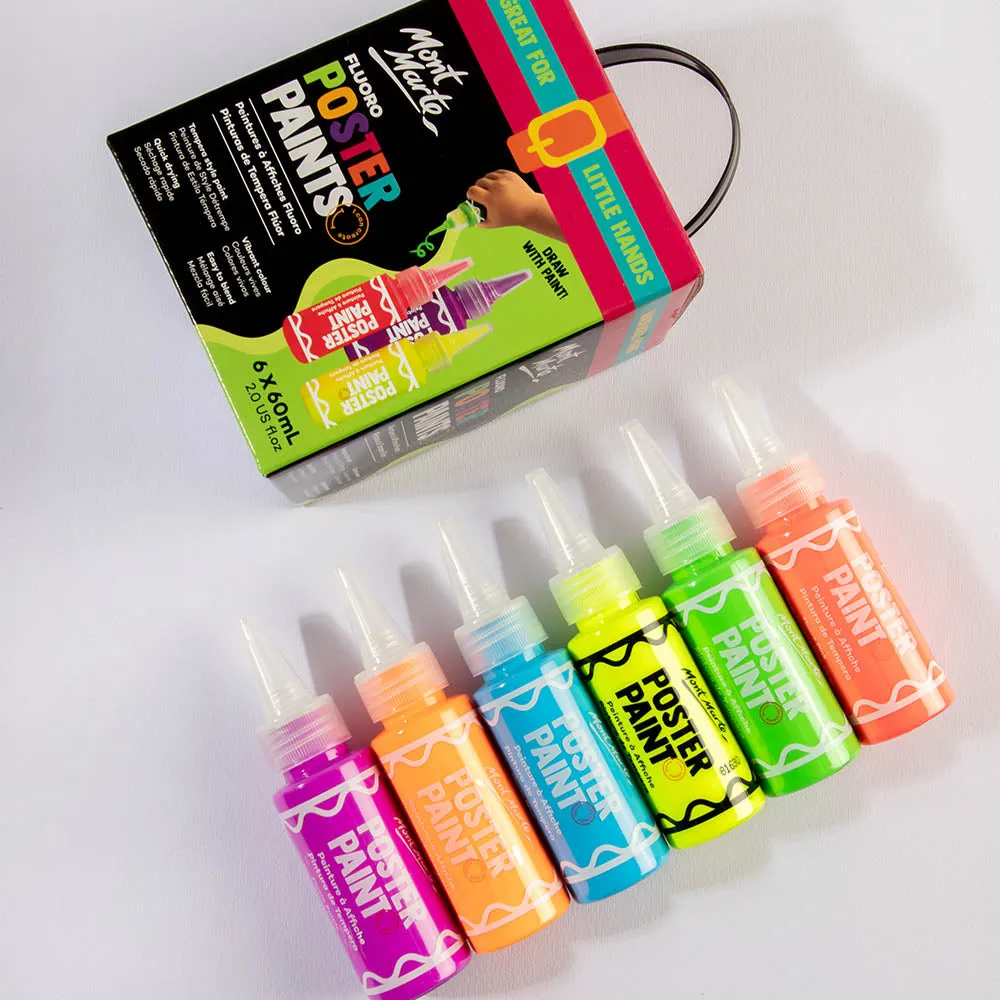 Fluoro Poster Paints 6pc x 60ml (2 US fl.oz)