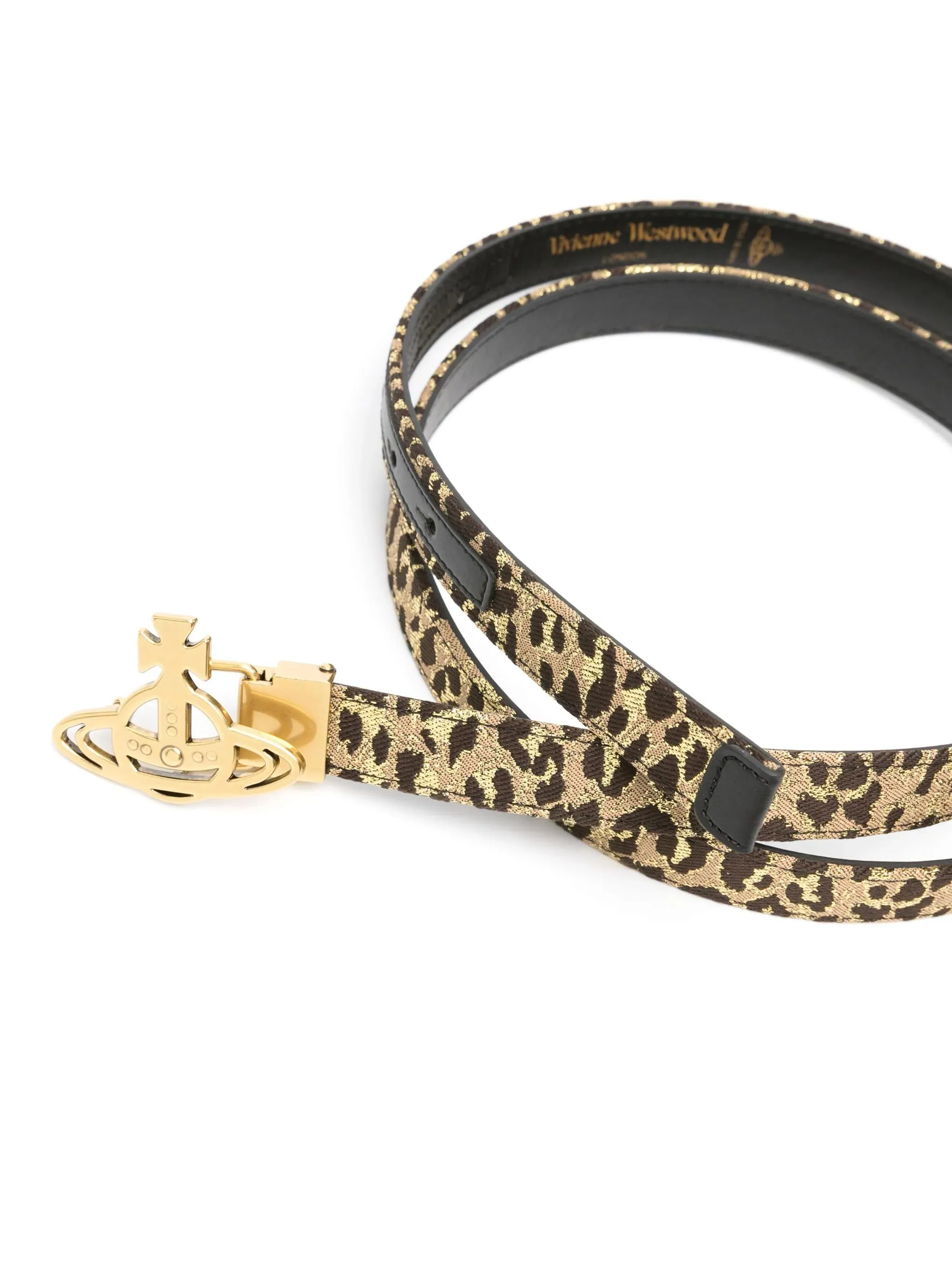 Gold Orb Buckle Leopard Print Belt