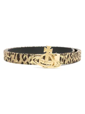 Gold Orb Buckle Leopard Print Belt