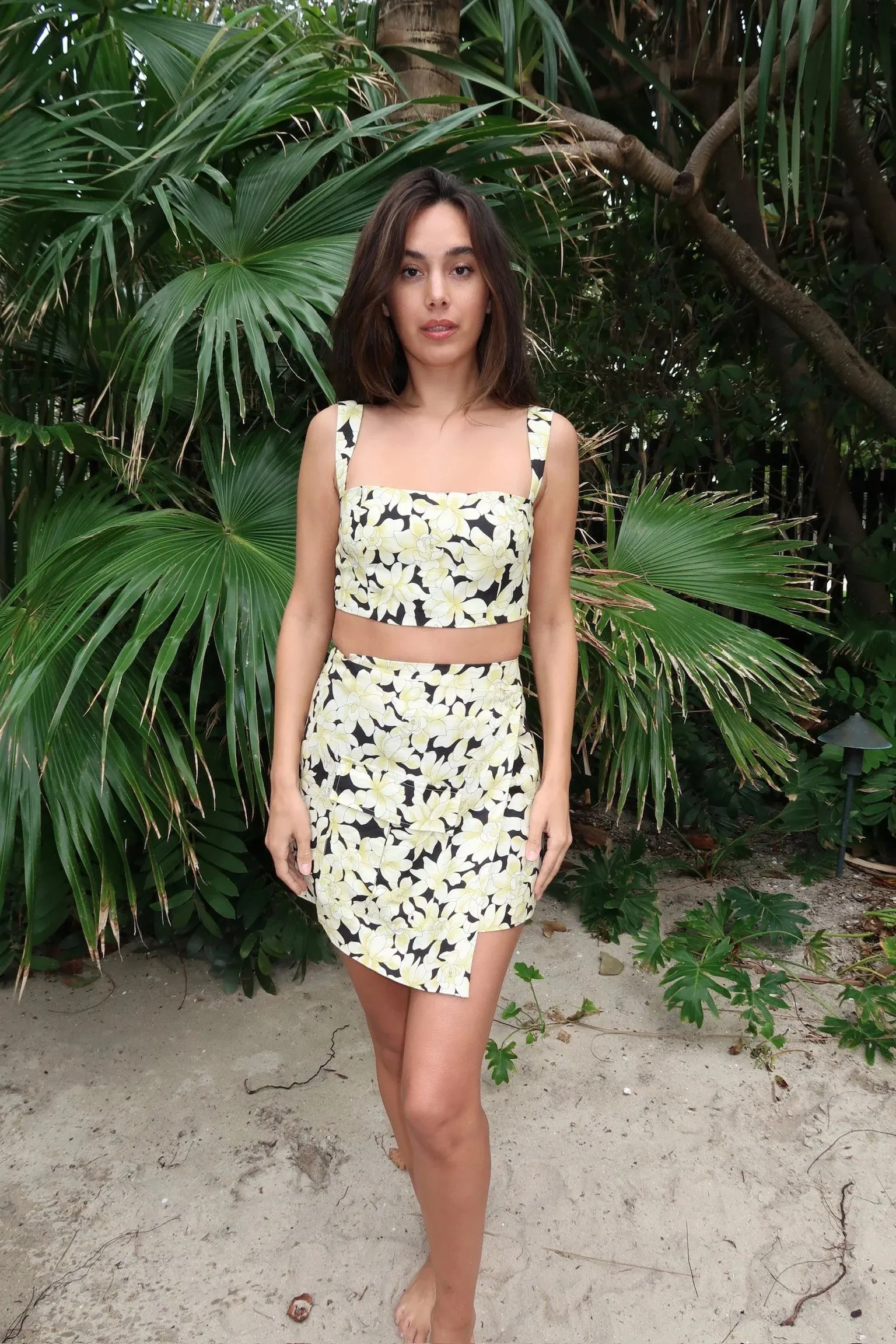 Hampton Linen Crop Top - Tropical Floral