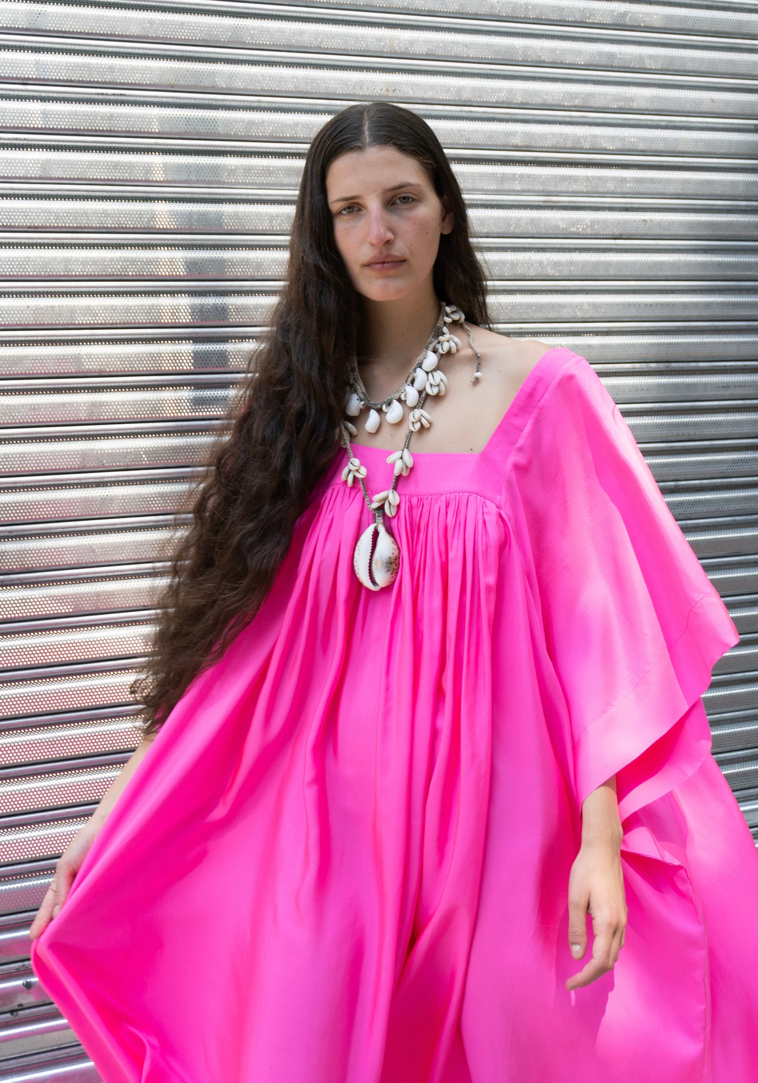 Hanoi Caftan Dress in Fuchsia