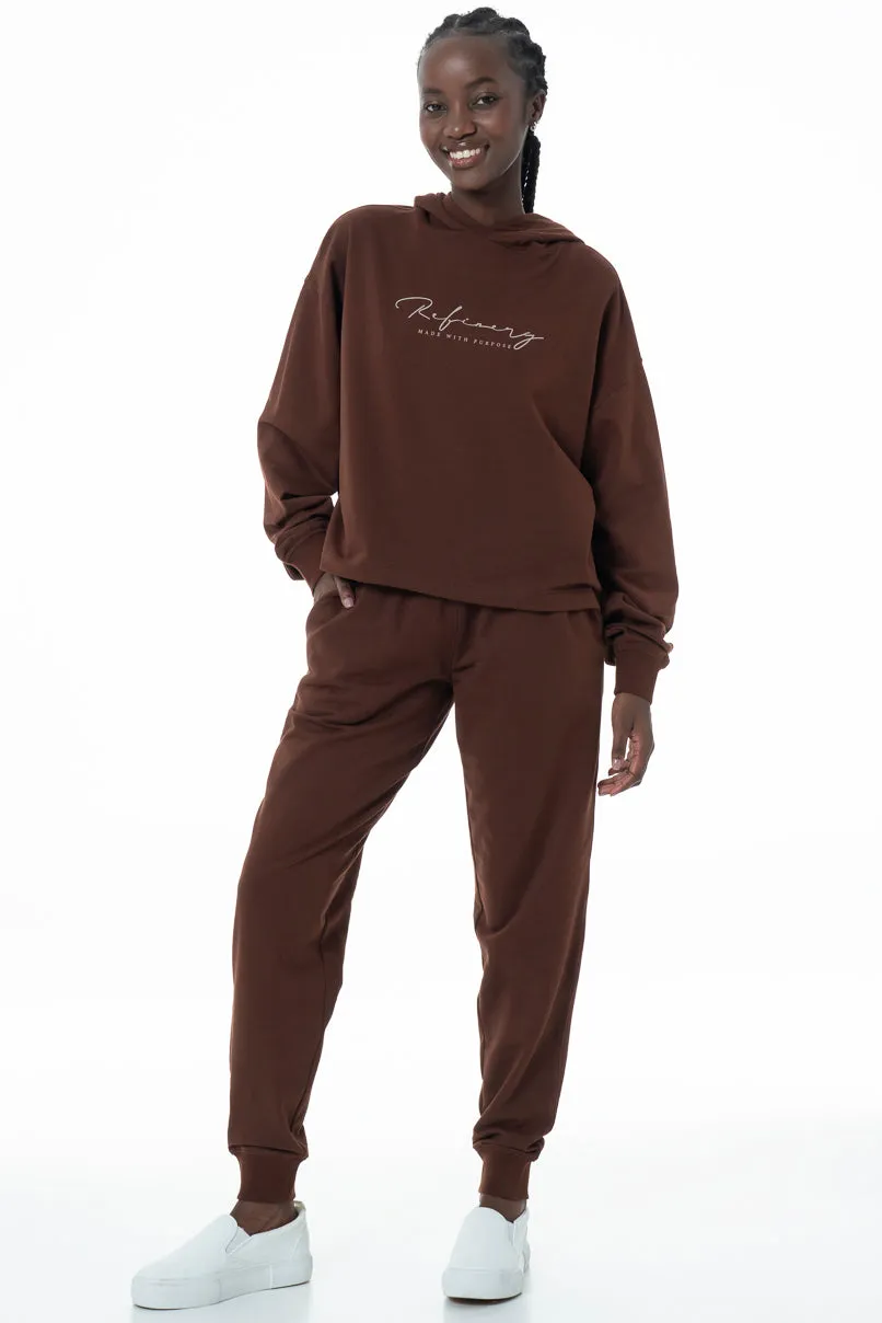 Hooded Sweat Top _ 145636 _ Chocolate