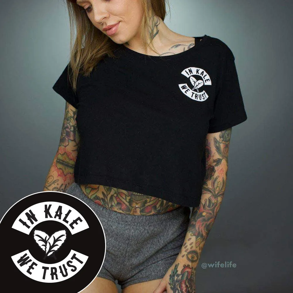 In Kale We Trust - Black Crop Top