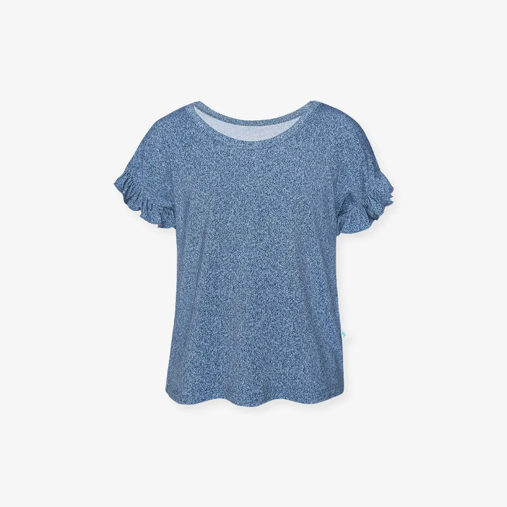 Indigo Denim Ruffled Tee