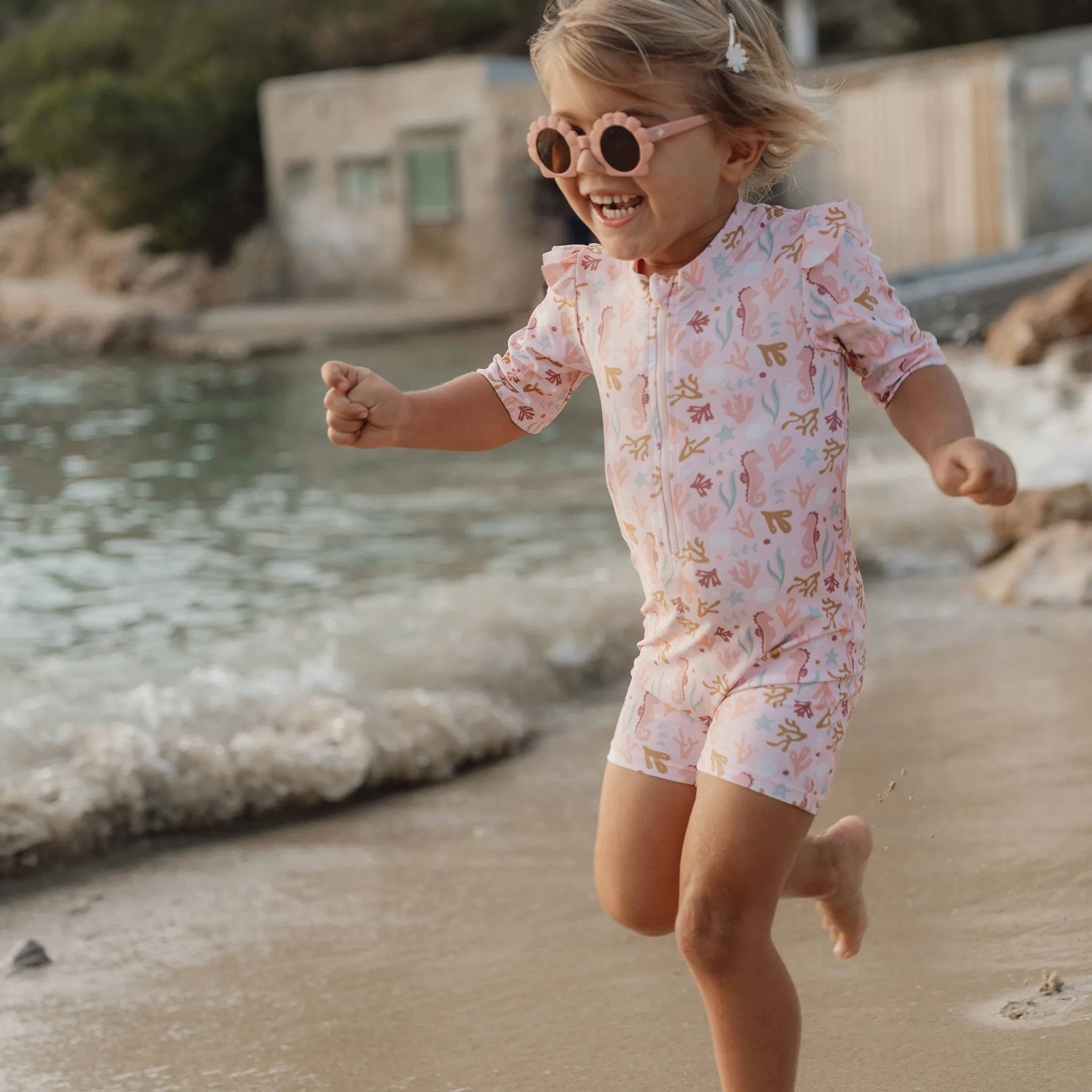 Little Dutch Short-Sleeve Swimsuit - Ocean Dreams Pink