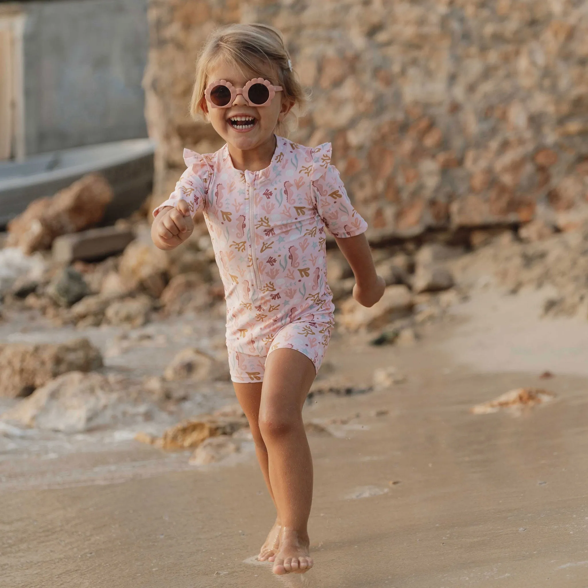 Little Dutch Short-Sleeve Swimsuit - Ocean Dreams Pink