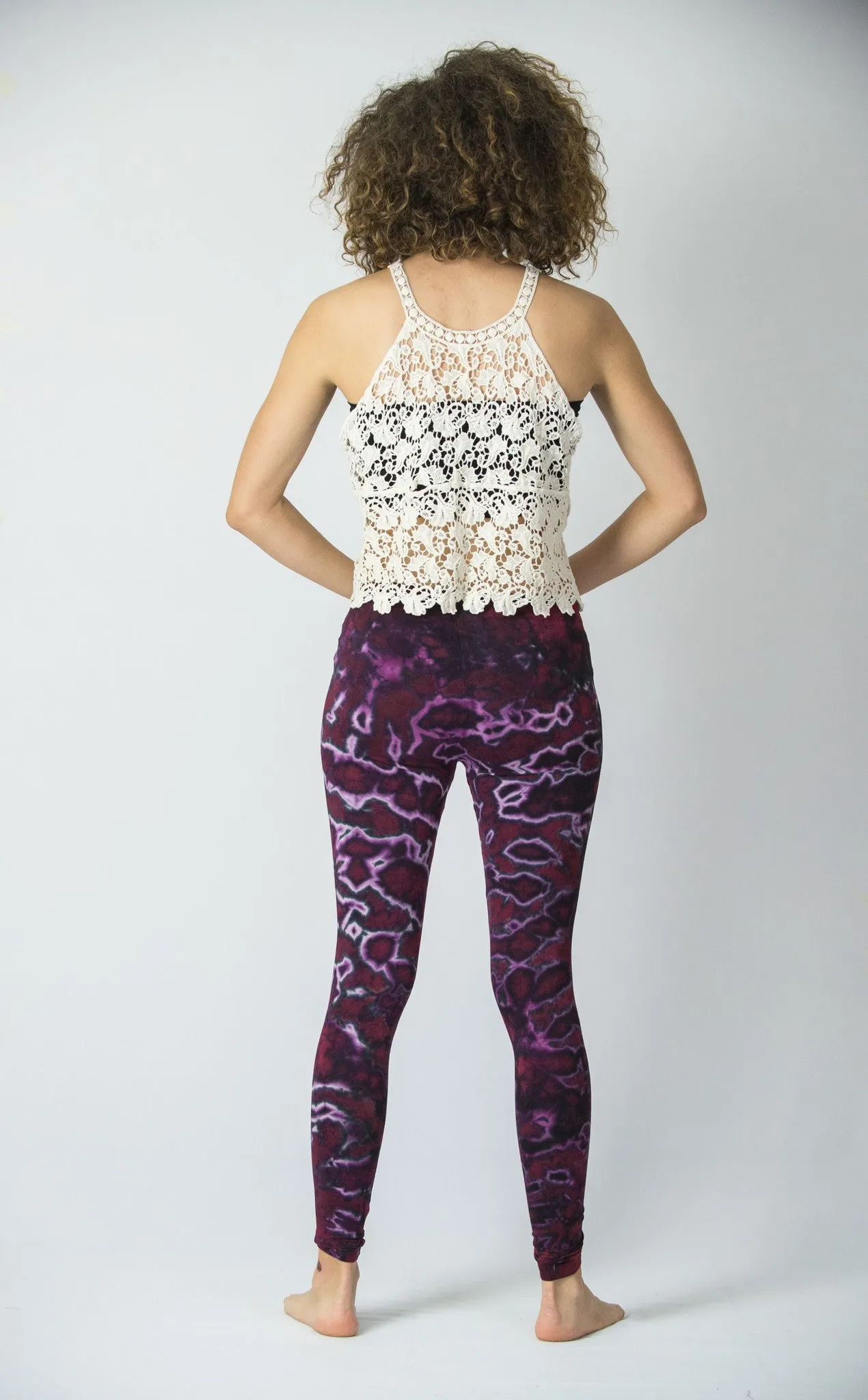 Marble Tie Dye Cotton Leggings in Purple