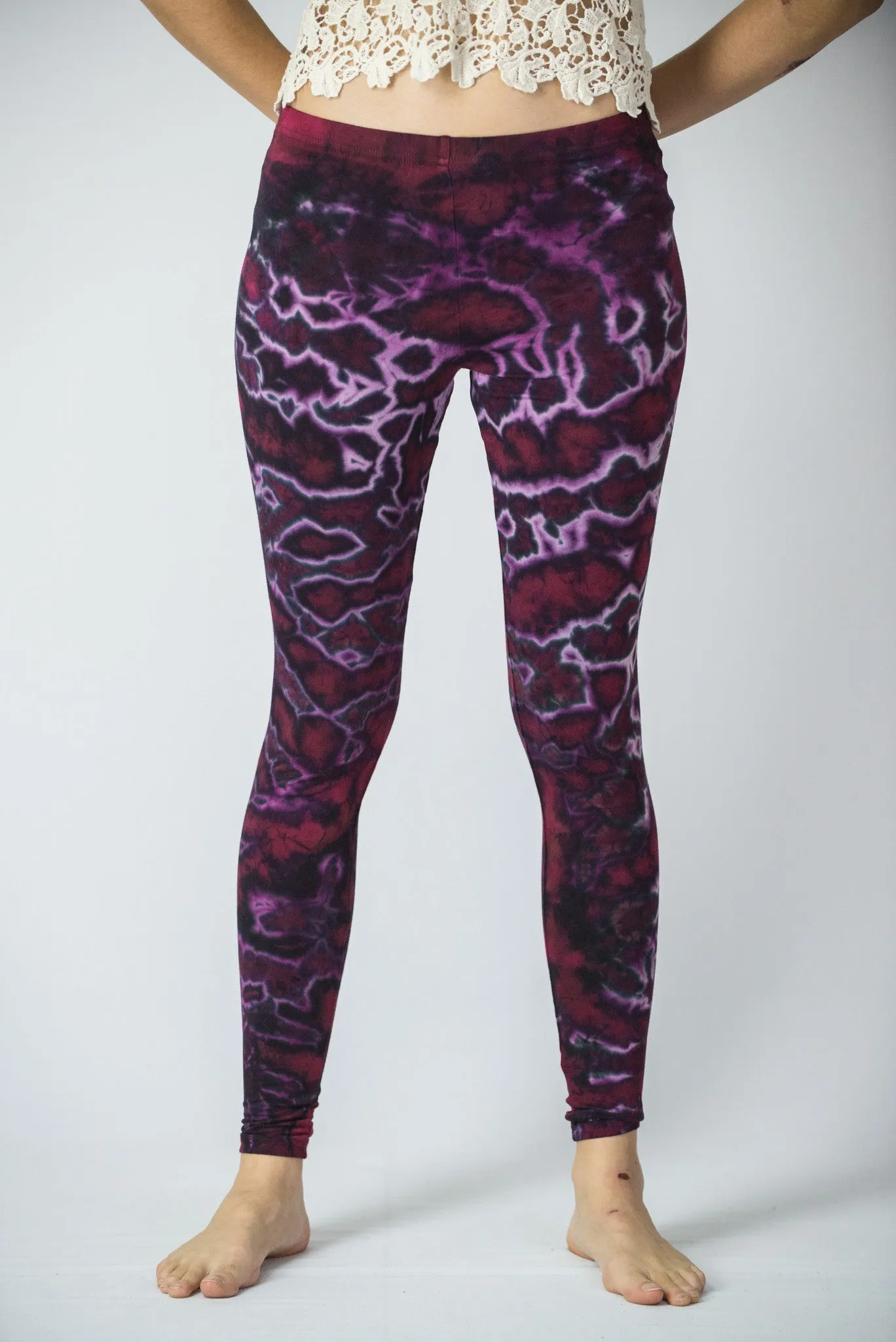 Marble Tie Dye Cotton Leggings in Purple