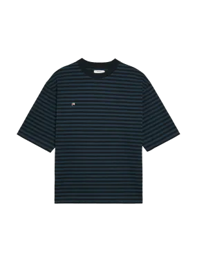 Mens Archive Recycled Cotton Stripe Boxy T-shirt—black