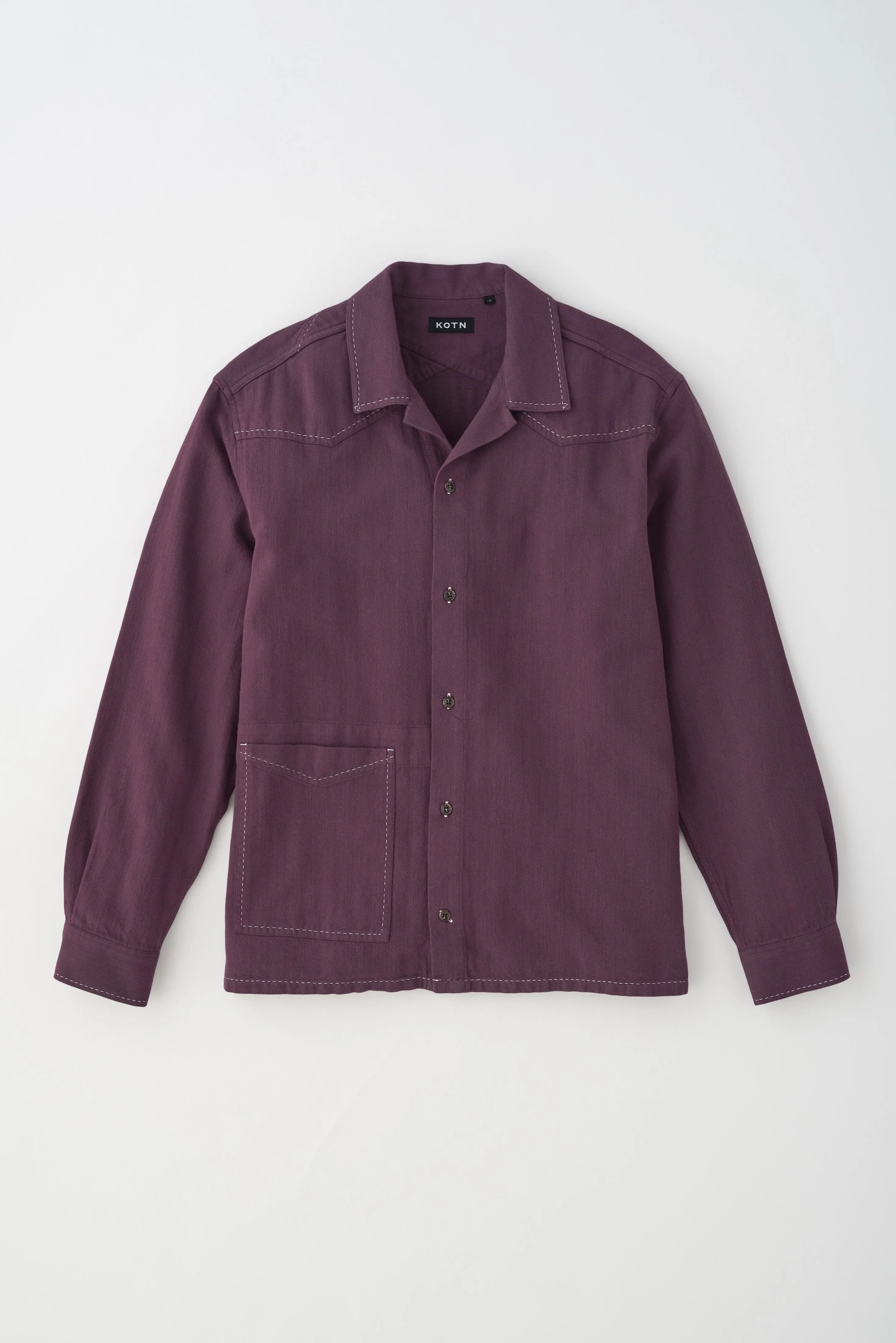 Men's Asmar Shirt in Burgundy Herringbone