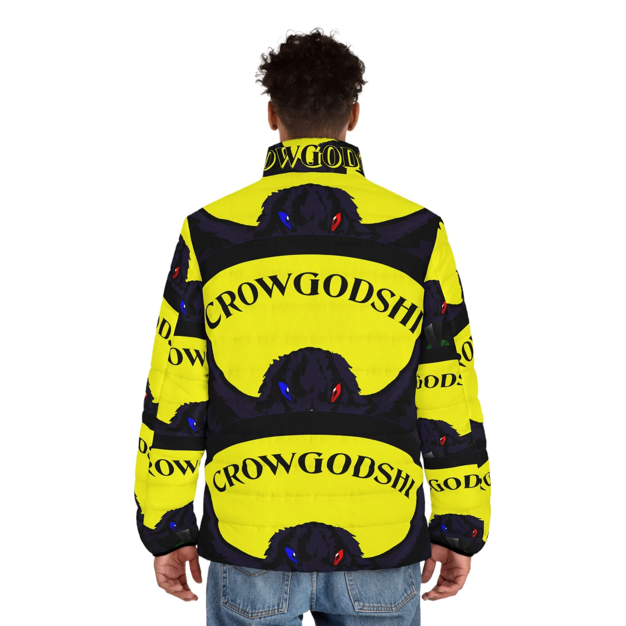 Men's Special Edition Crowgodshi Puffer Jacket, YELLOW LOGO