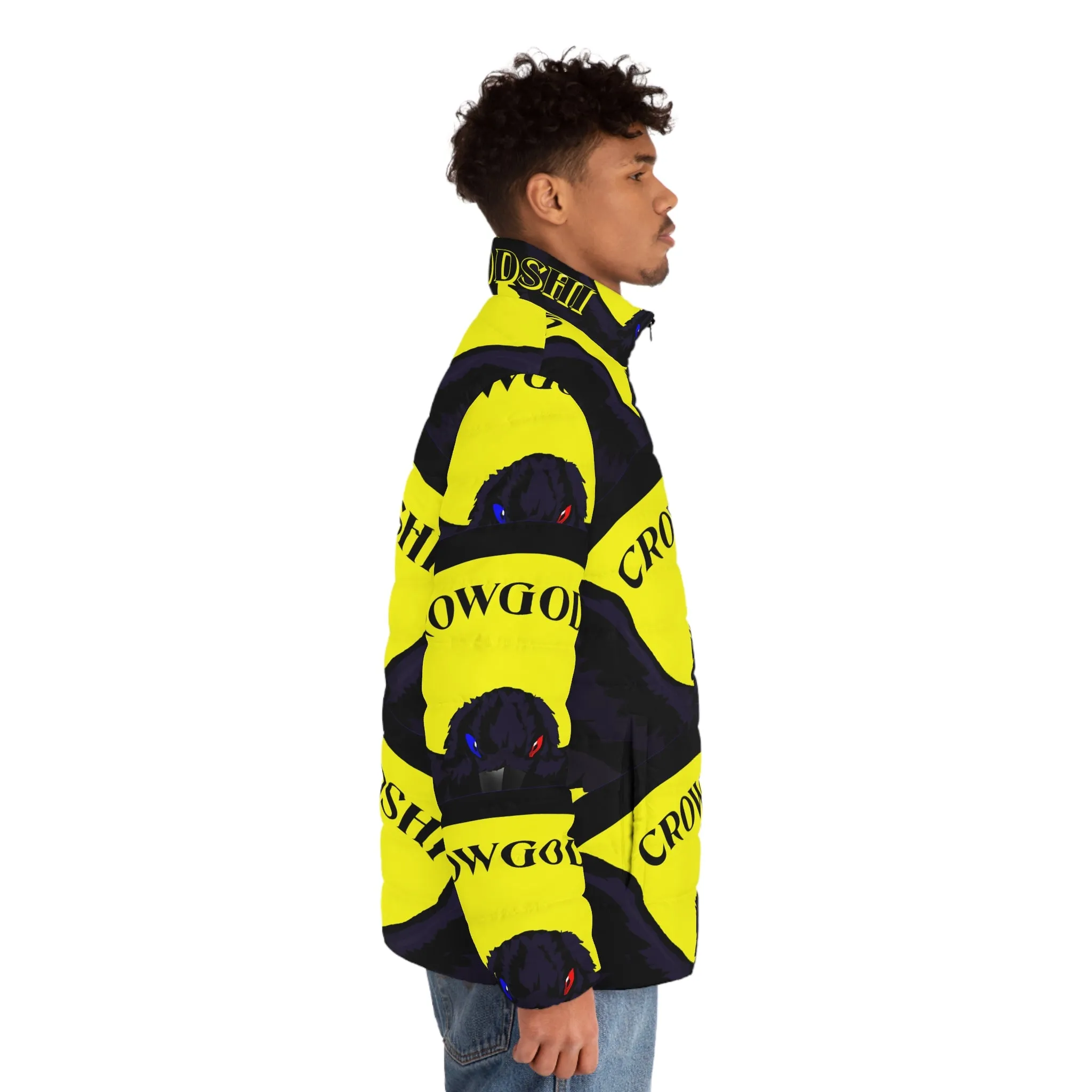 Men's Special Edition Crowgodshi Puffer Jacket, YELLOW LOGO