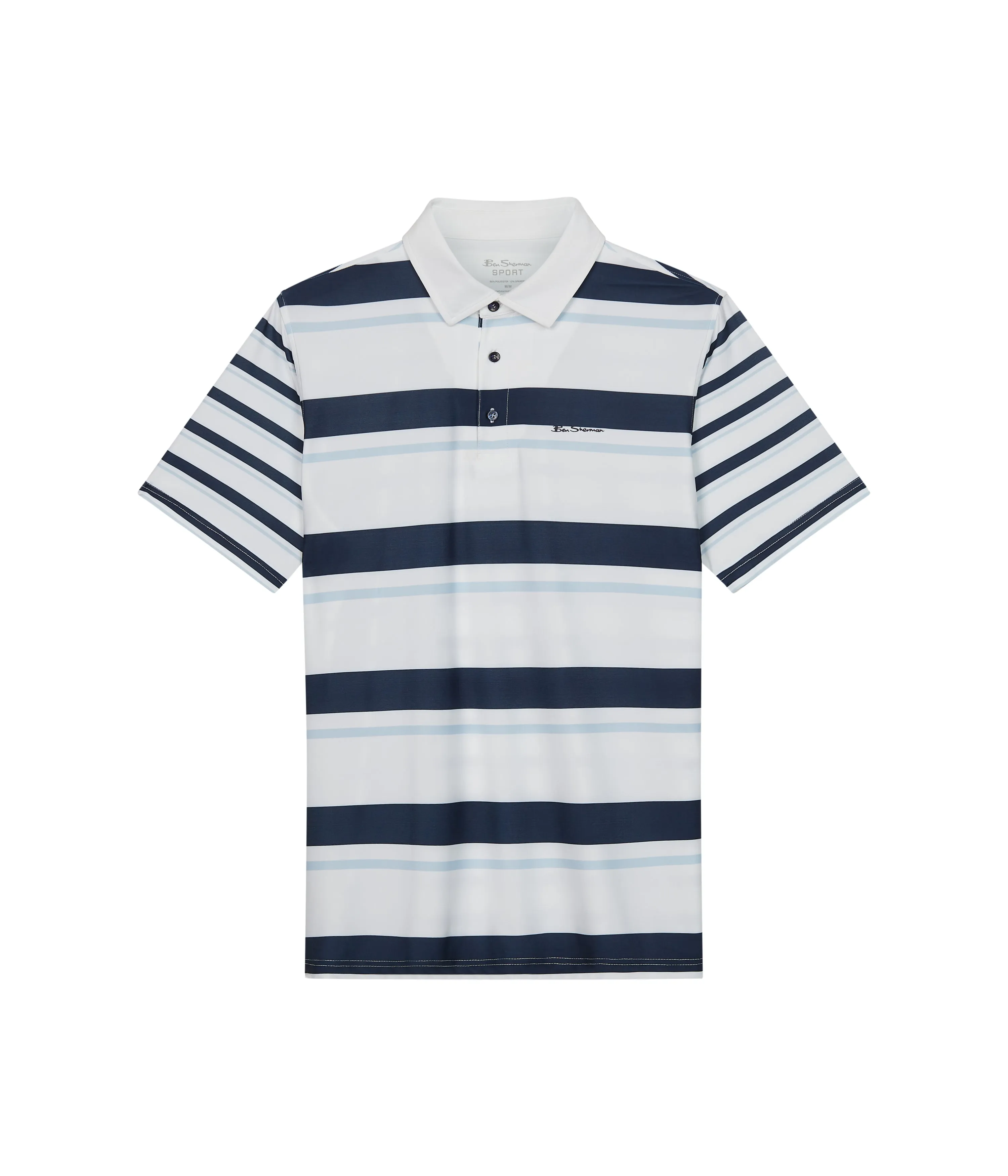 Mixed Mod Stripes Tech Jersey Sports Fit Polo - Blue