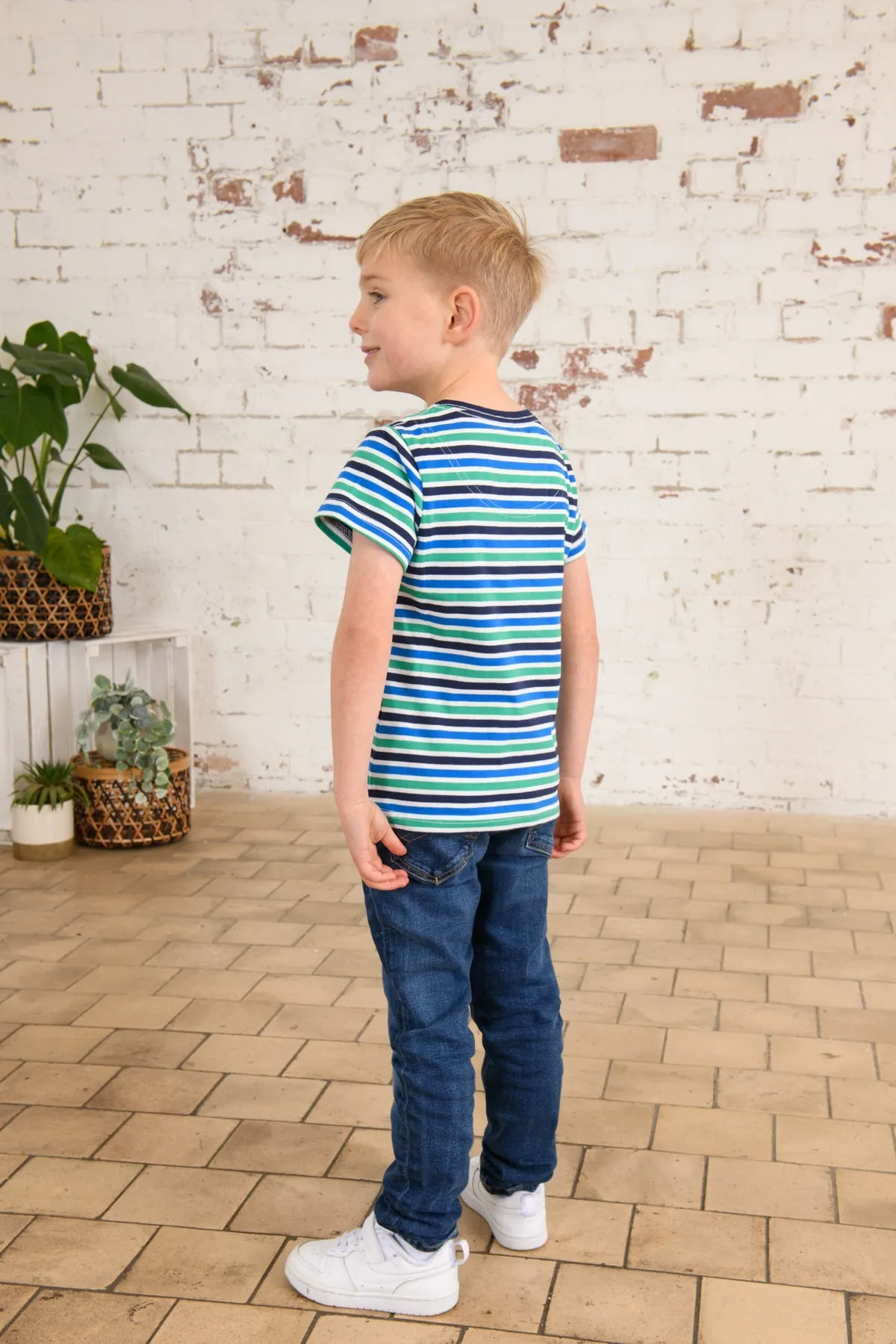 Oliver Short Sleeve Top - Peagreen Stripe Tractor