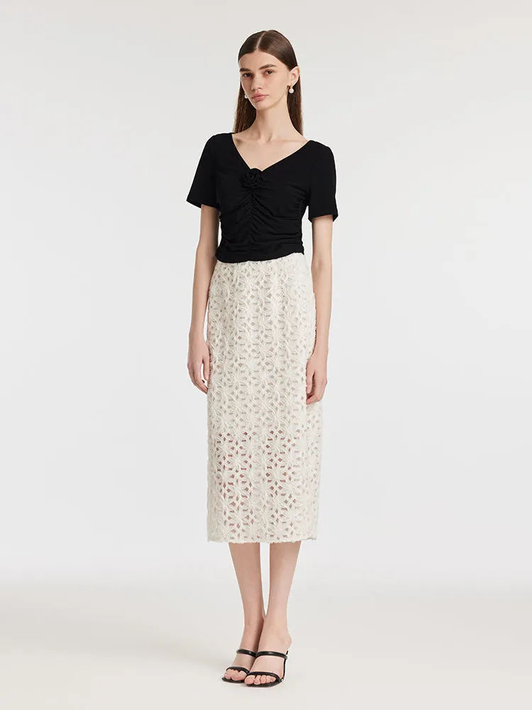 Openwork Slit Women Skirt