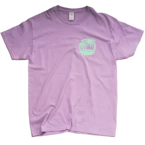 Pastel Lilac T-Shirt with Mint Palm Tree Motif