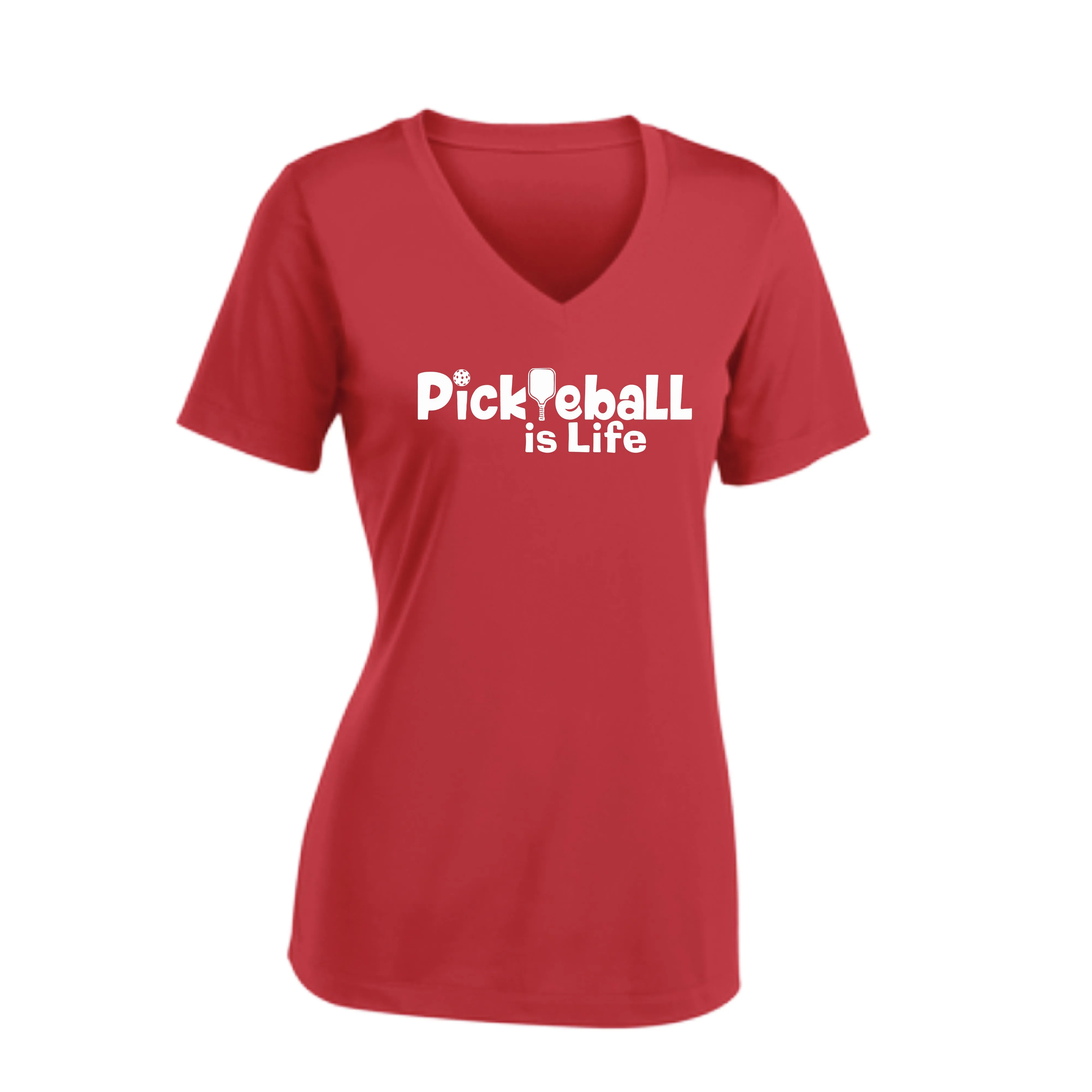 Pickleball Is Life | Women's Short Sleeve V-Neck Pickleball Shirts | 100% Polyester