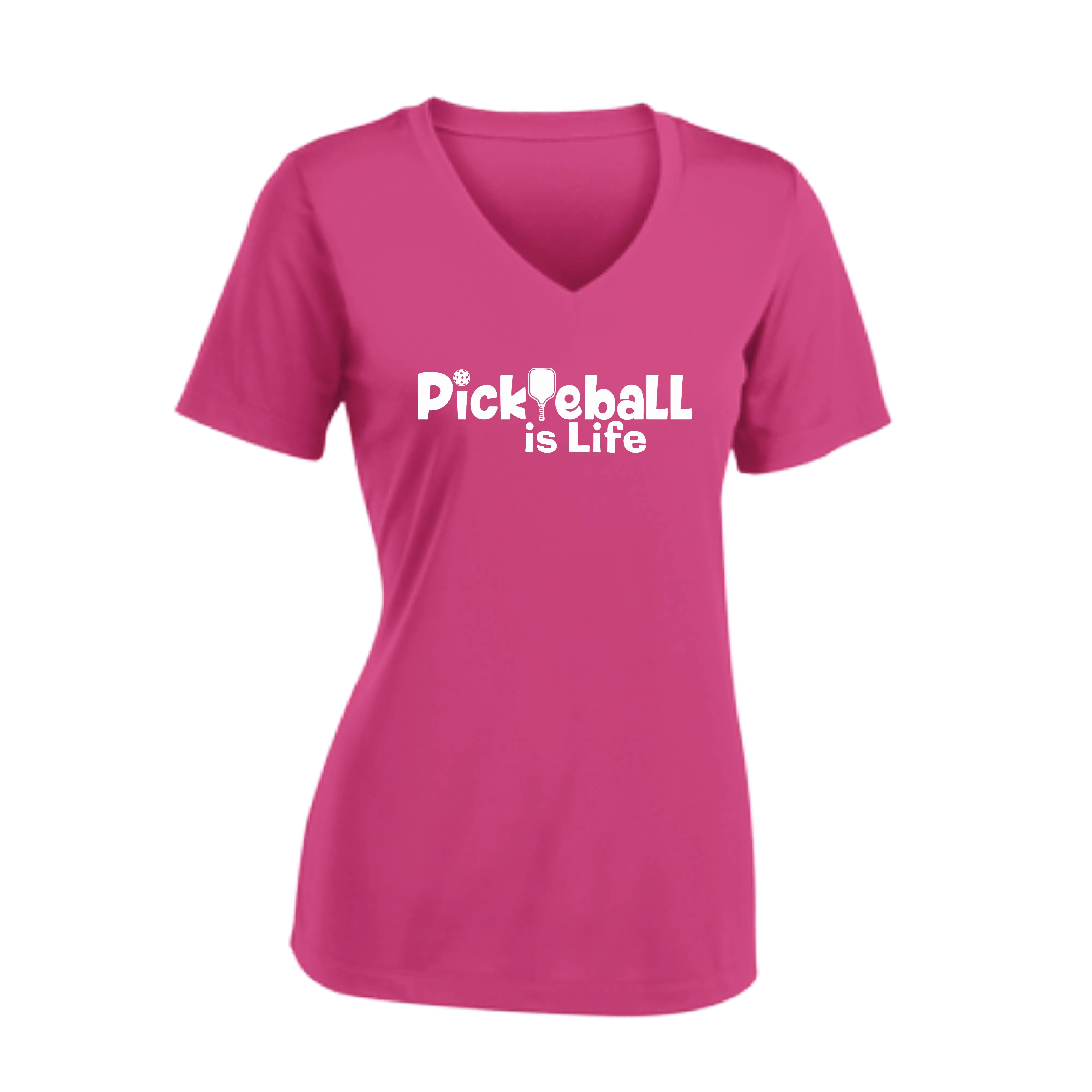 Pickleball Is Life | Women's Short Sleeve V-Neck Pickleball Shirts | 100% Polyester