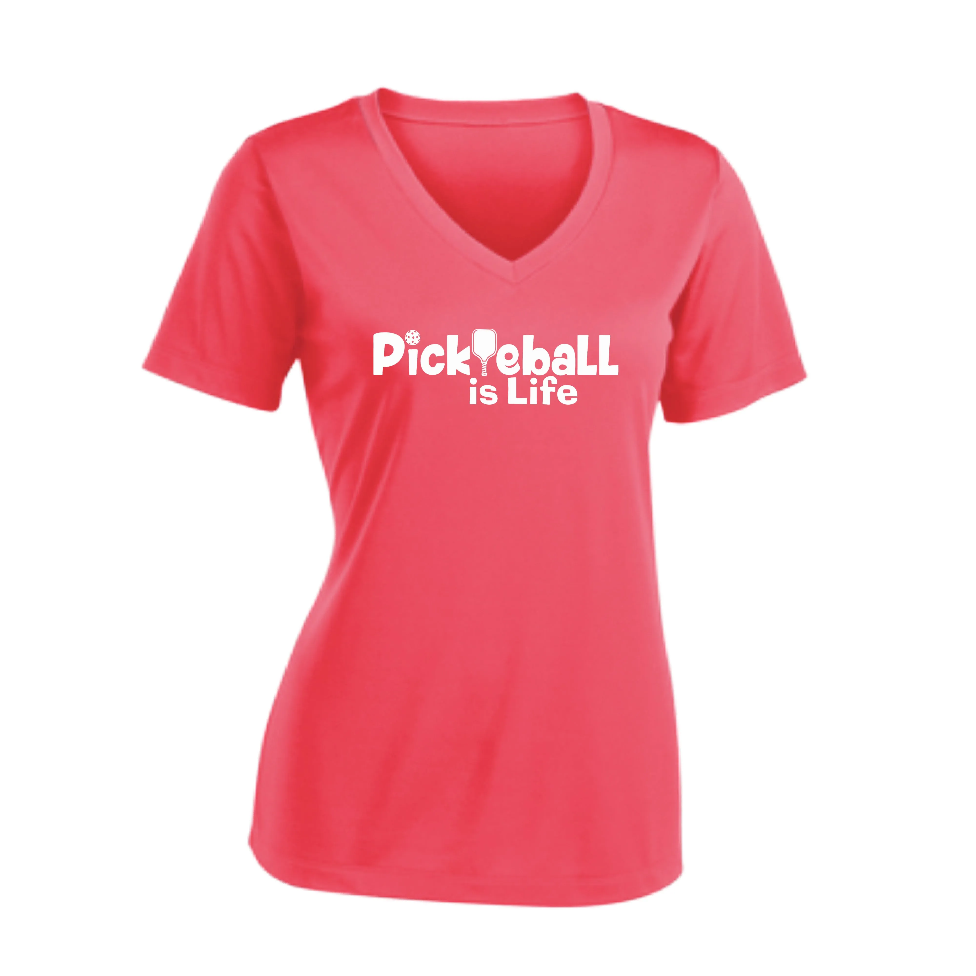 Pickleball Is Life | Women's Short Sleeve V-Neck Pickleball Shirts | 100% Polyester