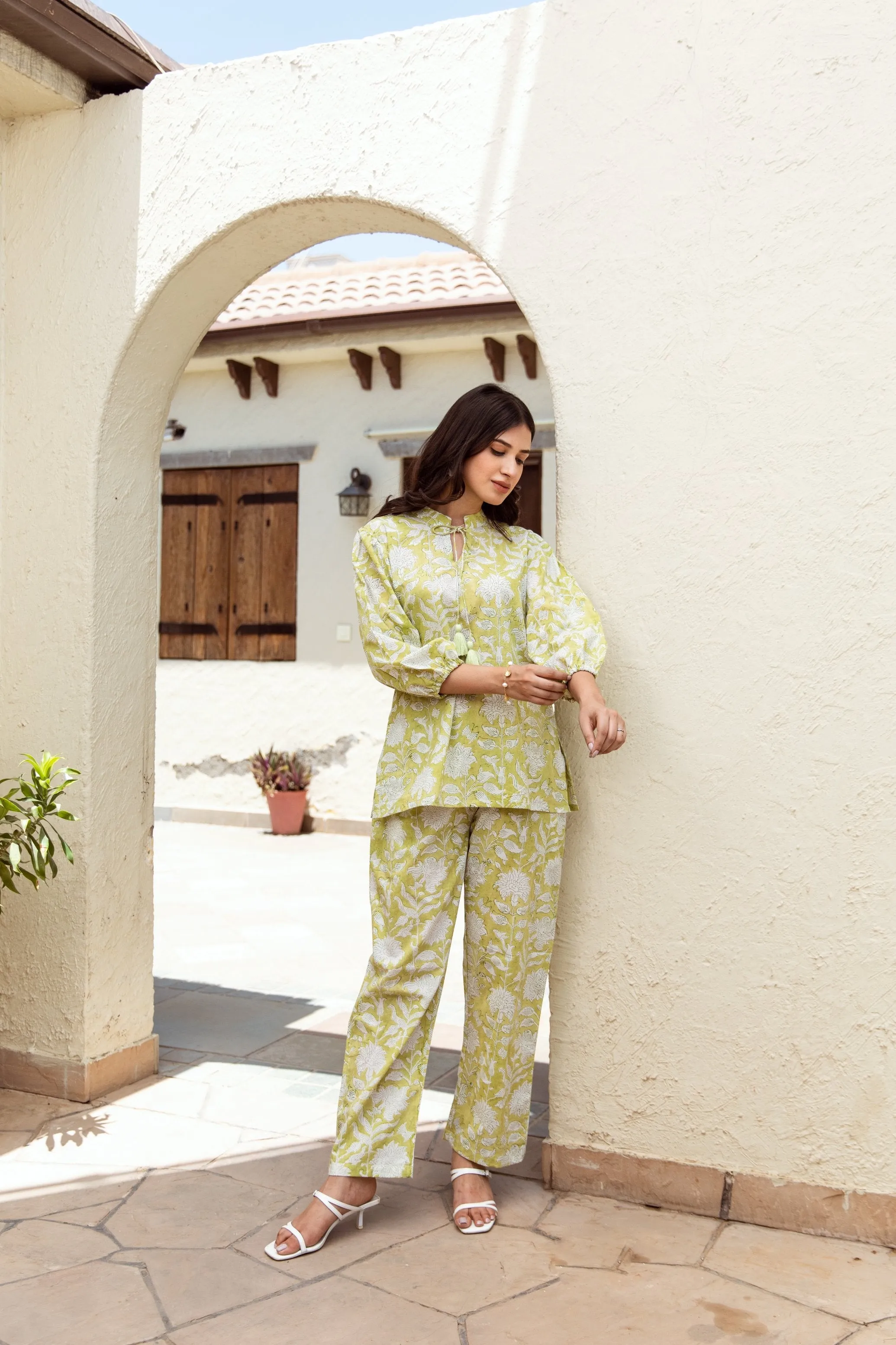 Pista Color Handblock Jaal co-ord Set