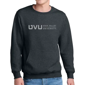 Port & Company® Core Fleece Crewneck Pocket Sweatshirt - UVU Horizontal Reflective