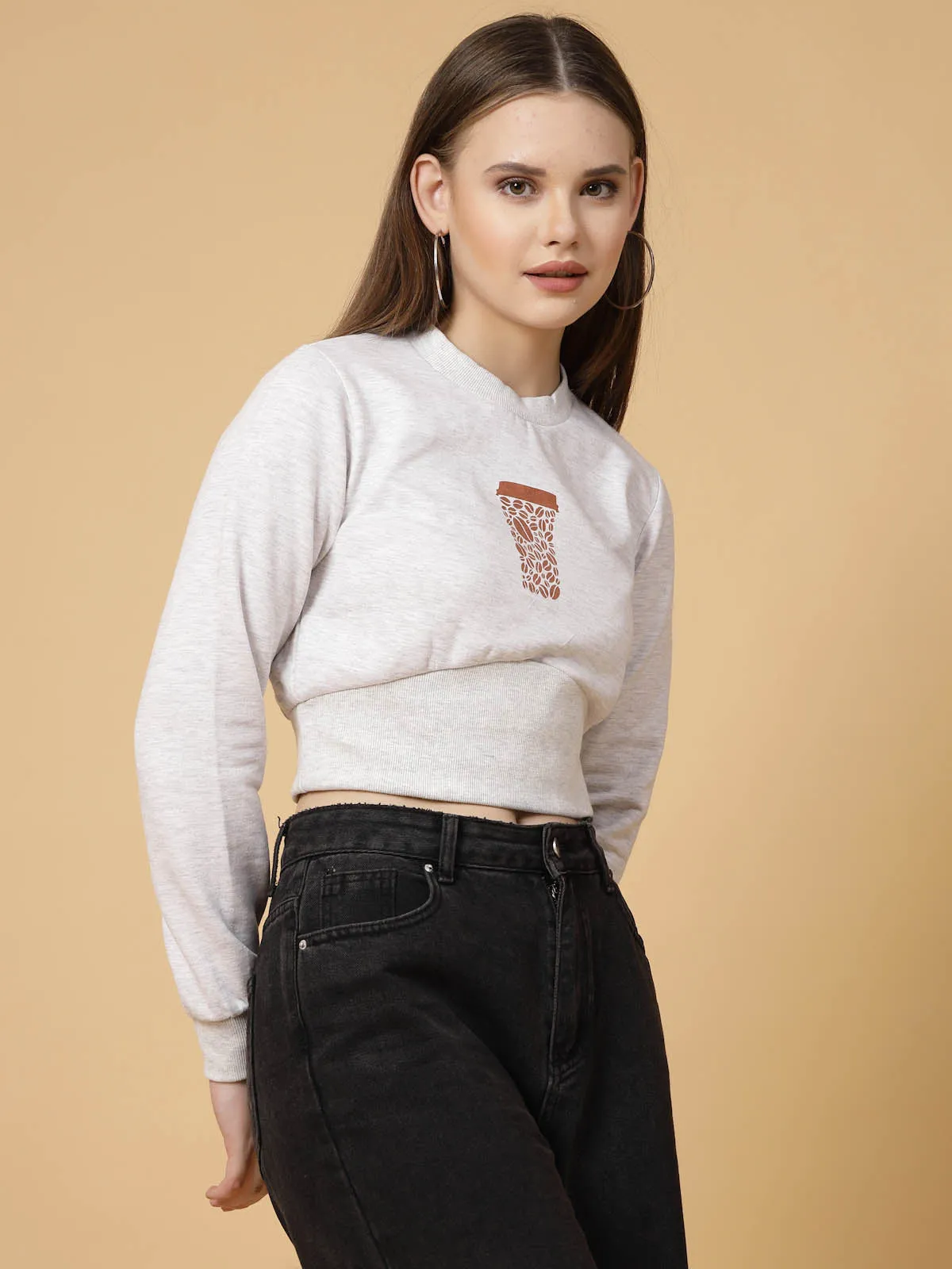 Printed Crop Sweatshirt