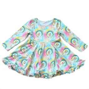 Rainbow Alpacca Long Sleeve Twirl Dress