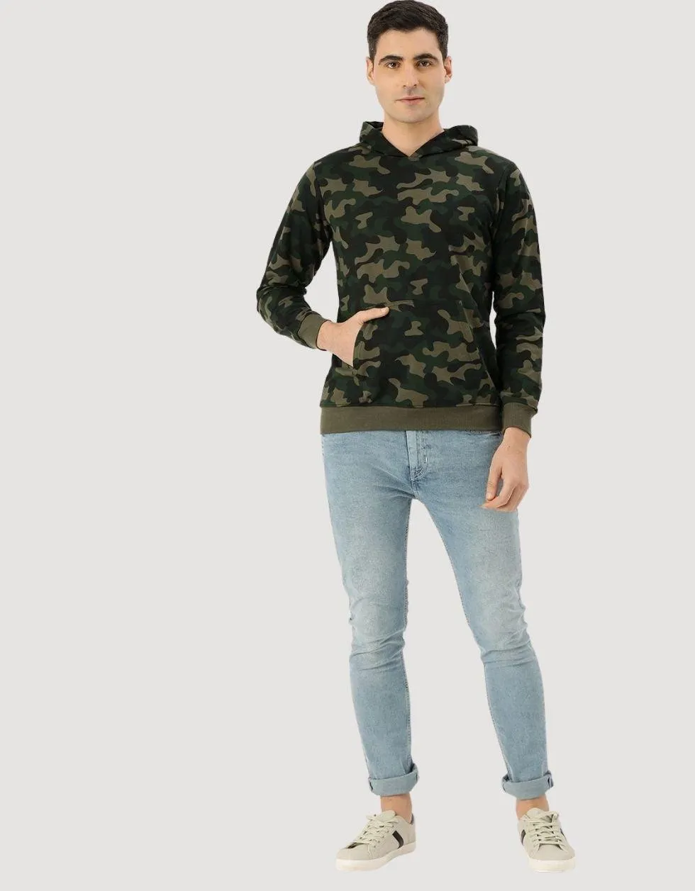 Sleek Jungle Style: Dark Camouflage Pullover