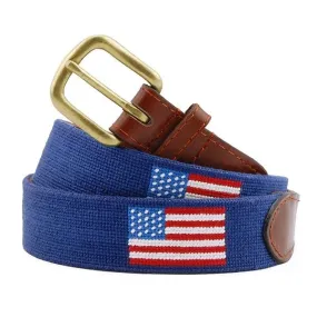 Smathers and Branson Needlepoint Belt Navy With American Flag