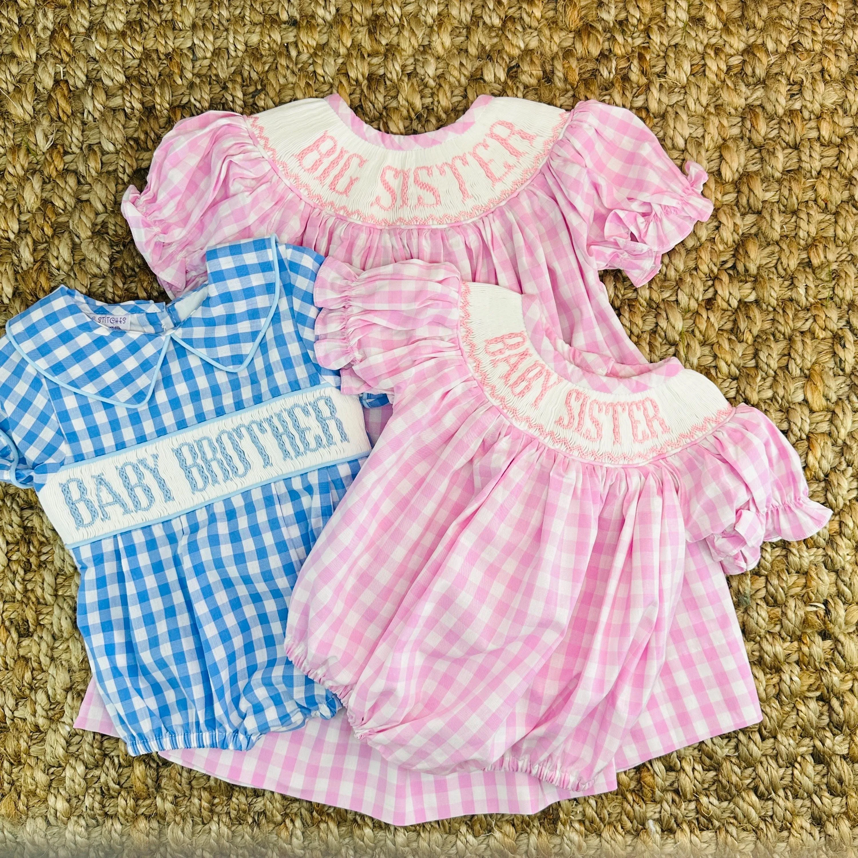 Smocked Big Sister Gingham Bishop Dress