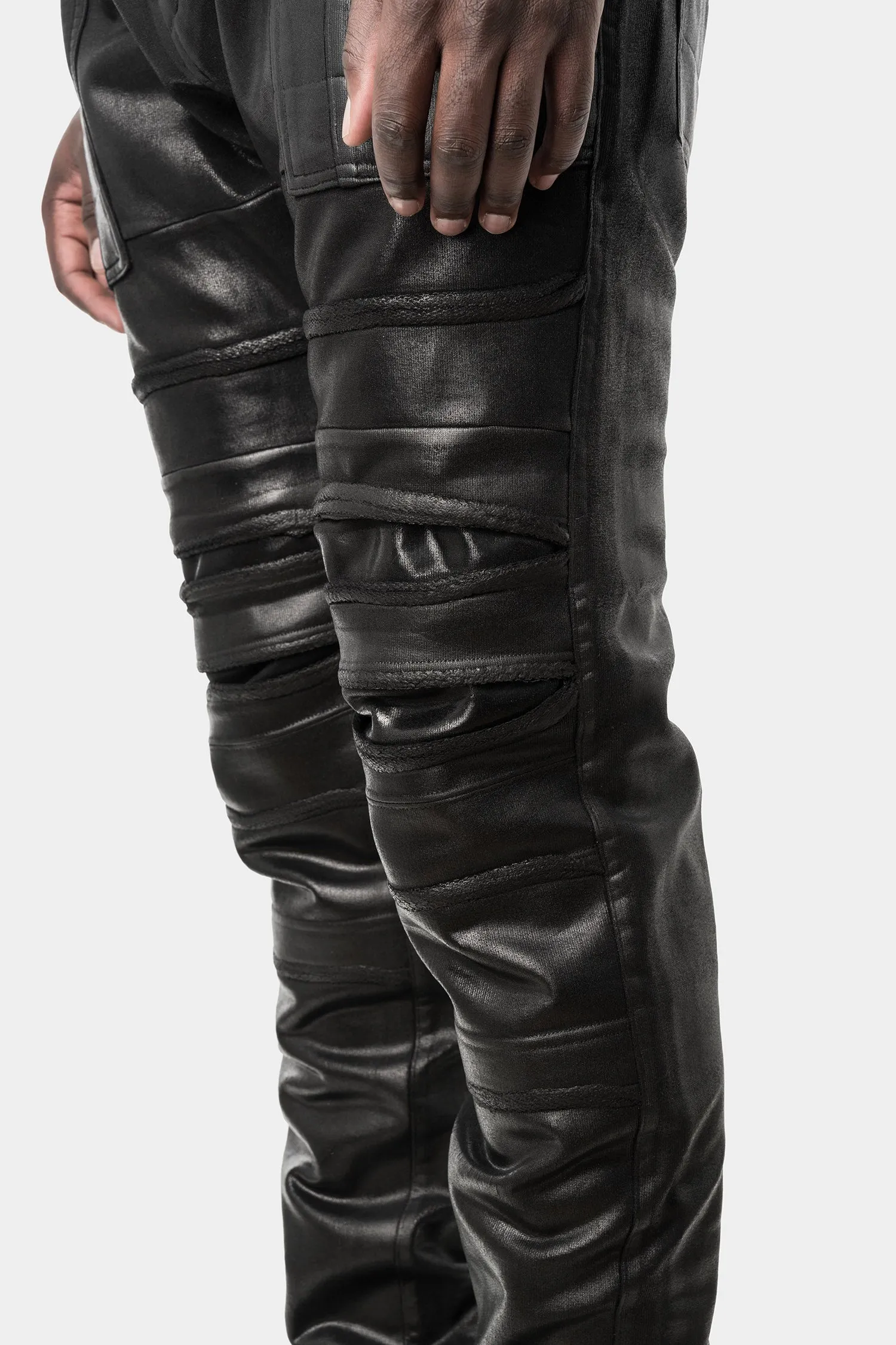 Split knee sweatpants, Coated