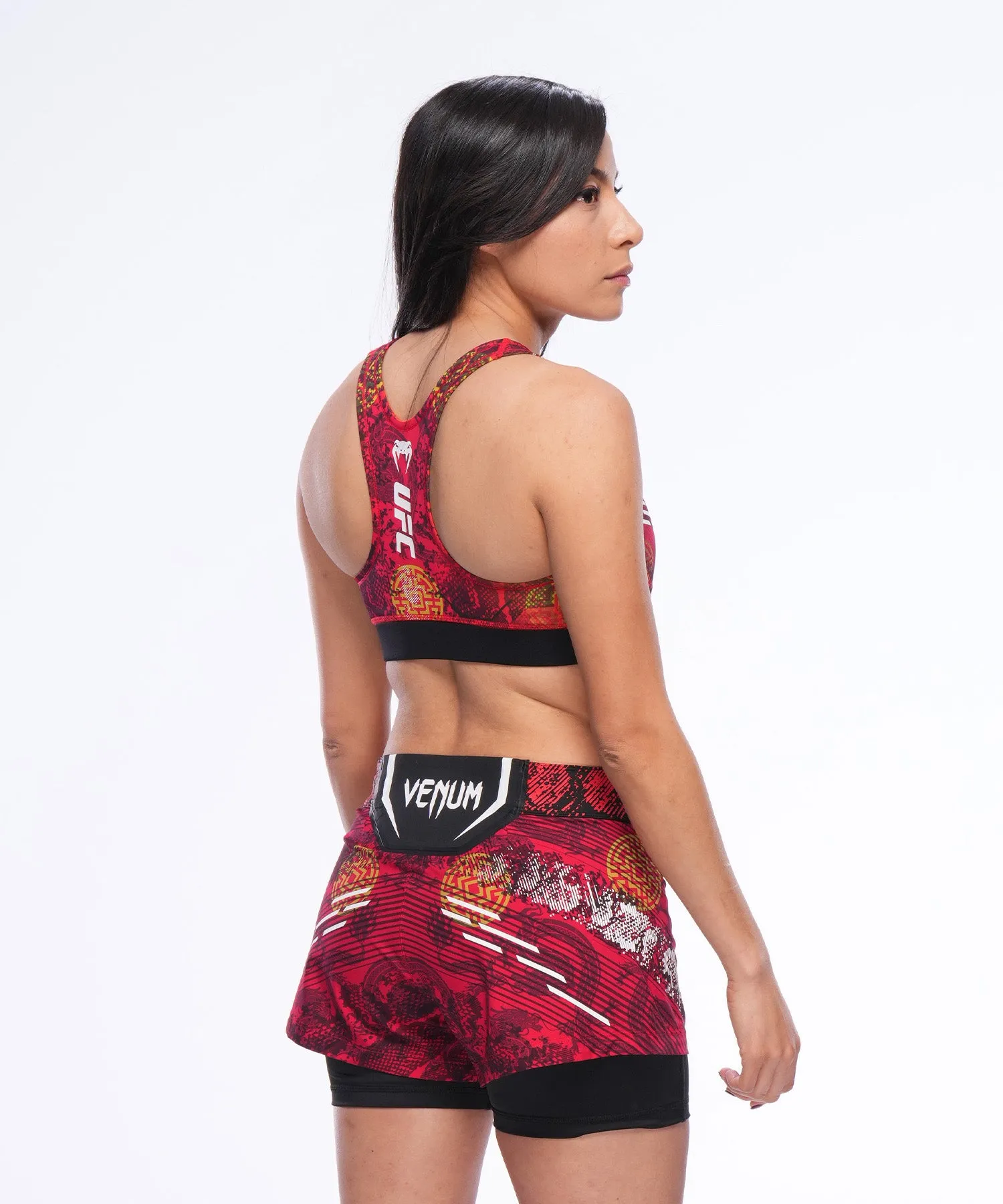 UFC Adrenaline Unrivaled by Venum Weili Zhang Fightshort - Red/Yellow/Black