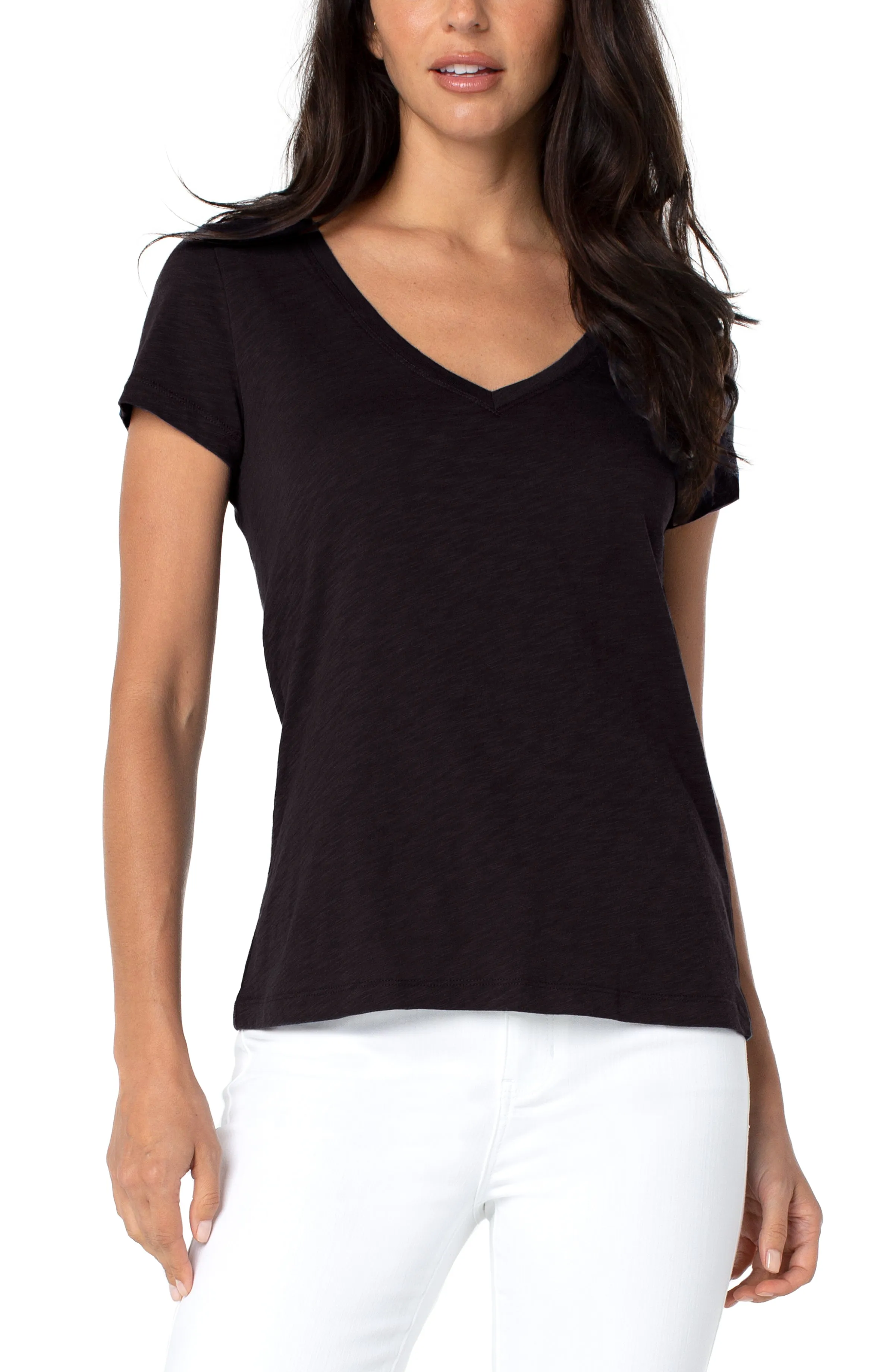 V-NECK SLUB KNIT TEE