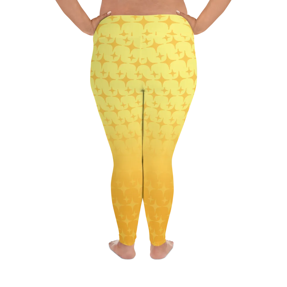 Yellow Ghost Sparkle Plus Size Leggings (Women's 2XL-6XL)