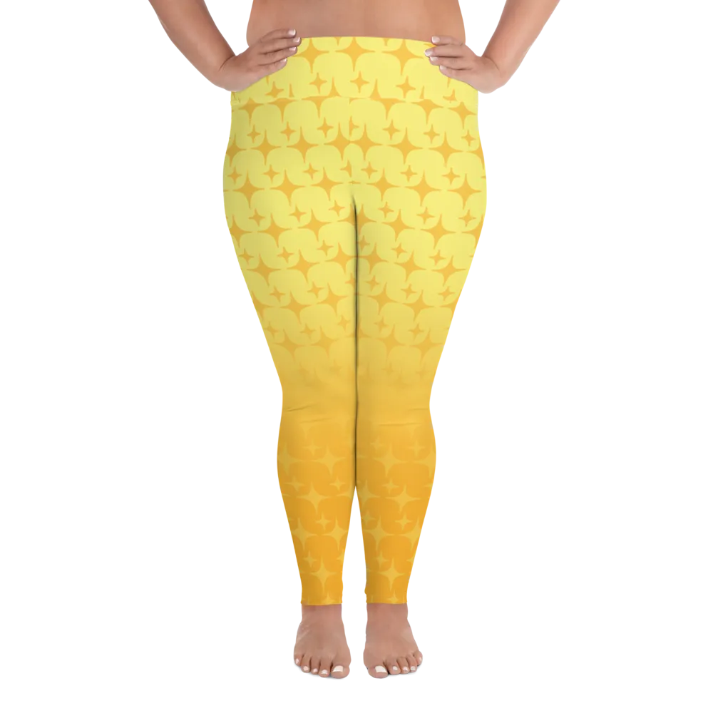 Yellow Ghost Sparkle Plus Size Leggings (Women's 2XL-6XL)