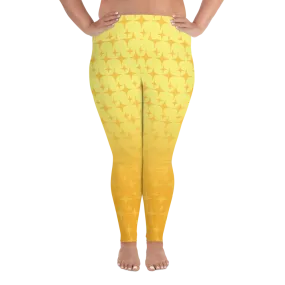 Yellow Ghost Sparkle Plus Size Leggings (Women's 2XL-6XL)