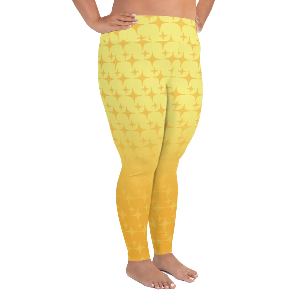 Yellow Ghost Sparkle Plus Size Leggings (Women's 2XL-6XL)