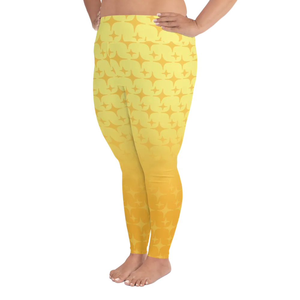 Yellow Ghost Sparkle Plus Size Leggings (Women's 2XL-6XL)